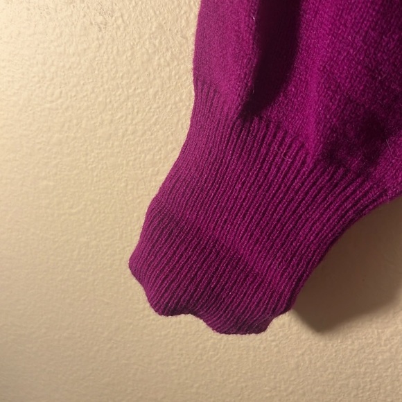 Vintage Women L Lambswool Wool Oversized Soft V Neck Pink Purple Sweater - Picture 5 of 7